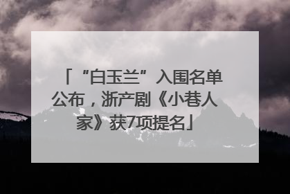 “白玉兰”入围名单公布，浙产剧《小巷人家》获7项提名
