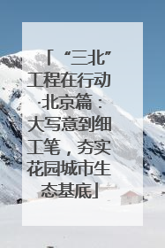 “三北”工程在行动·北京篇：大写意到细工笔，夯实花园城市生态基底