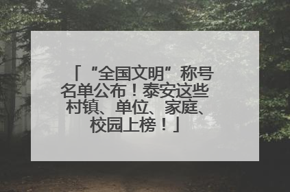 “全国文明”称号名单公布！泰安这些村镇、单位、家庭、校园上榜！