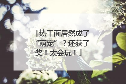 热干面居然成了“萌宠”？还获了奖！太会玩！