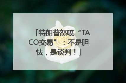 特朗普怒喷“TACO交易”：不是胆怯，是谈判！