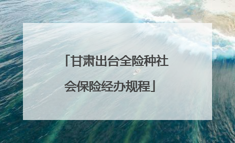 甘肃出台全险种社会保险经办规程
