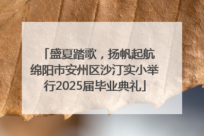 盛夏踏歌，扬帆起航 绵阳市安州区沙汀实小举行2025届毕业典礼