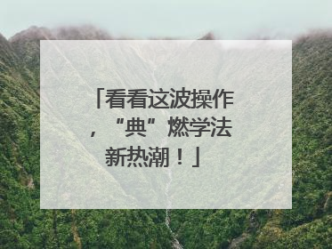 看看这波操作，“典”燃学法新热潮！