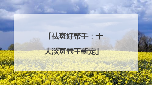祛斑好帮手：十大淡斑卷王新宠