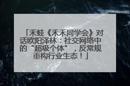 禾蛙《禾禾同学会》对话欧阳泽林：社交网络中的“超级个体”，反常规重构行业生态！