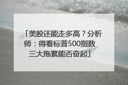 美股还能走多高？分析师：得看标普500指数三大拖累能否奋起