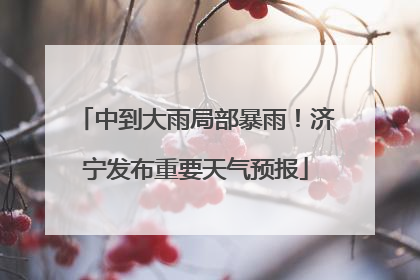 中到大雨局部暴雨！济宁发布重要天气预报