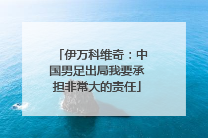 伊万科维奇：中国男足出局我要承担非常大的责任