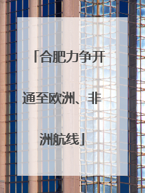 合肥力争开通至欧洲、非洲航线
