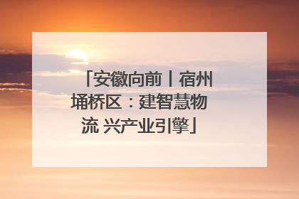 安徽向前丨宿州埇桥区：建智慧物流 兴产业引擎