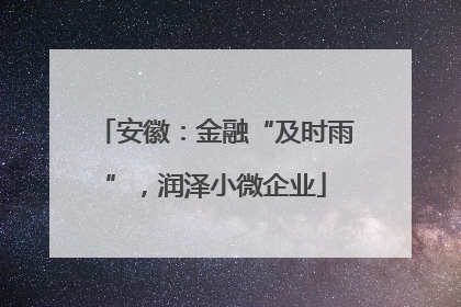 安徽：金融“及时雨”，润泽小微企业