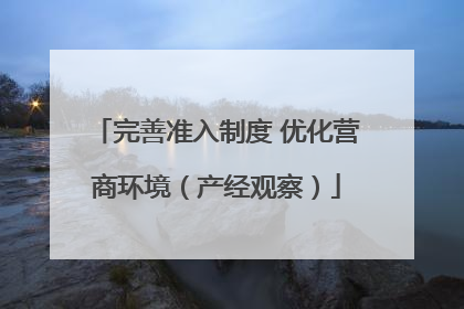完善准入制度 优化营商环境（产经观察）