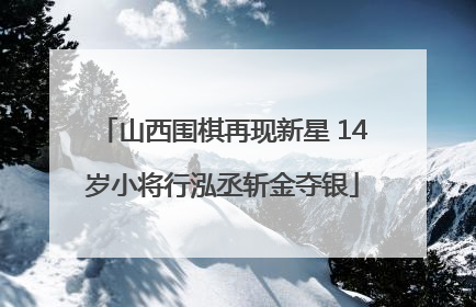 山西围棋再现新星 14岁小将行泓丞斩金夺银