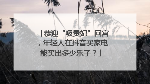 恭迎“吸贵妃”回宫，年轻人在抖音买家电能买出多少乐子？