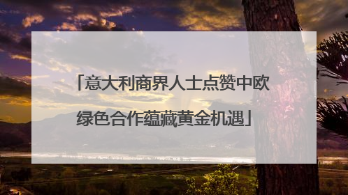 意大利商界人士点赞中欧绿色合作蕴藏黄金机遇