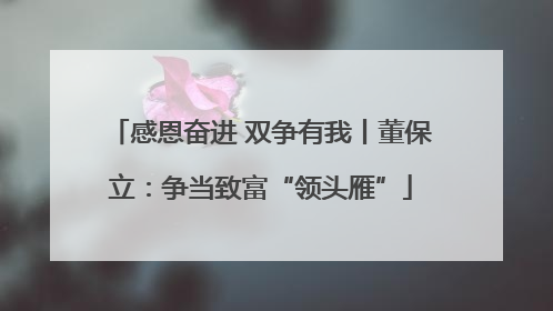 感恩奋进 双争有我丨董保立：争当致富“领头雁”
