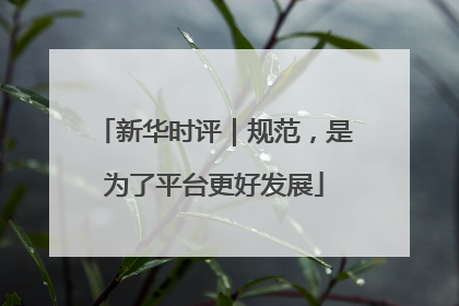 新华时评｜规范，是为了平台更好发展