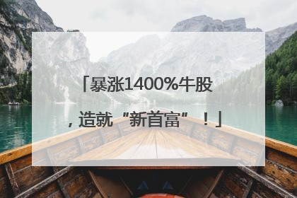 暴涨1400%牛股，造就“新首富”！