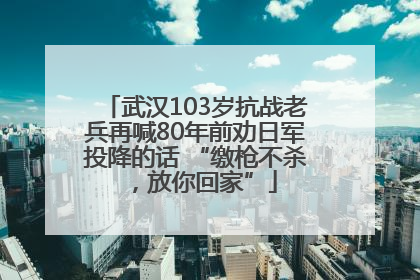 武汉103岁抗战老兵再喊80年前劝日军投降的话 “缴枪不杀，放你回家”