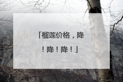 榴莲价格，降！降！降！