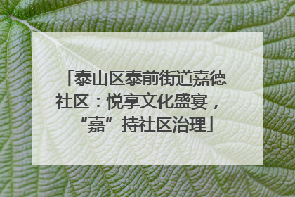 泰山区泰前街道嘉德社区：悦享文化盛宴，“嘉”持社区治理