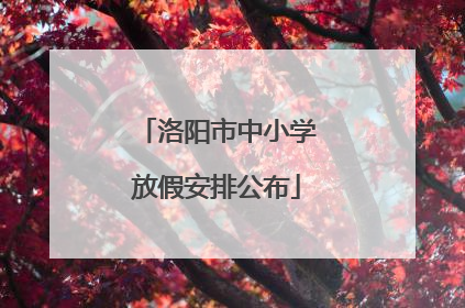 洛阳市中小学放假安排公布