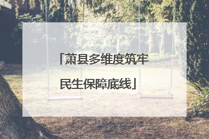 萧县多维度筑牢民生保障底线