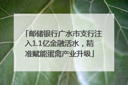 邮储银行广水市支行注入1.1亿金融活水，精准赋能蛋禽产业升级