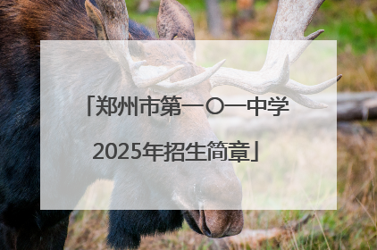 郑州市第一〇一中学2025年招生简章
