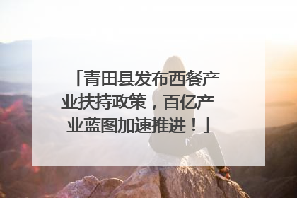 青田县发布西餐产业扶持政策，百亿产业蓝图加速推进！