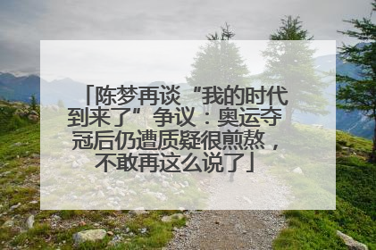 陈梦再谈“我的时代到来了”争议：奥运夺冠后仍遭质疑很煎熬，不敢再这么说了