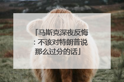 马斯克深夜反悔：不该对特朗普说那么过分的话